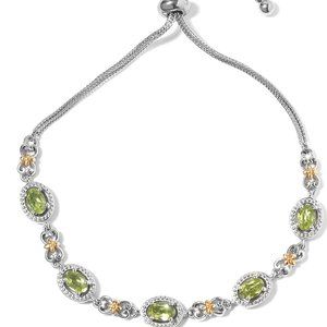 Yellow Rhodium Karis Peridot Bolo Bracelet Adjustable
